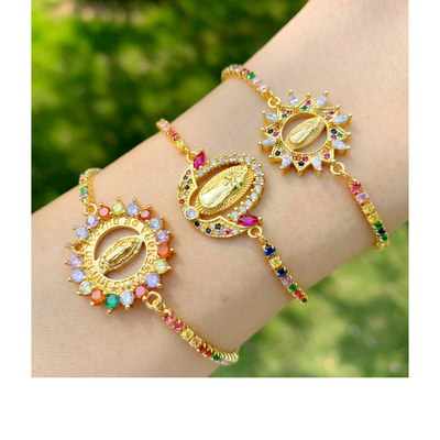 Multicolor Crystal Virgencita Bracelets