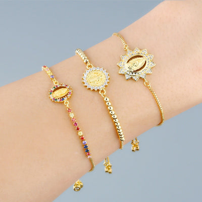 Gold Multicolor Virgencita Charm Bracelets