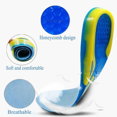 Silicone Non-Slip Gel Soft Sport Shoe Insoles Massaging Insole Orthopedic Foot Care For Feet Shoes Sole Shock Absorption Pads